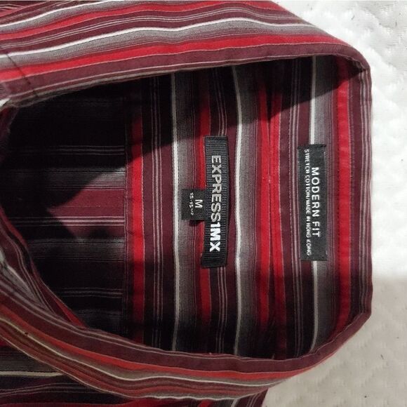 Men's Express 1mx striped Modern Fit  shirt  sz M - Picture 3 of 4